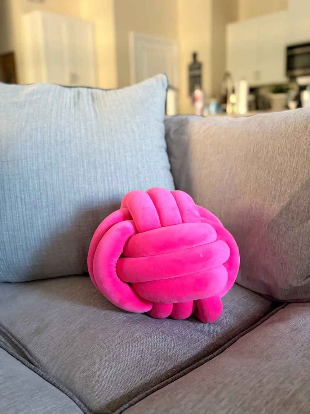 Sculptural Hot Pink Knot, Throw Pillow, Y2K Barbie Decor